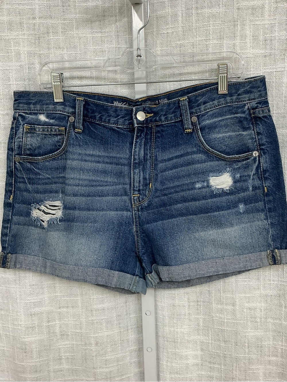Mossimo Supply Co. Dark Blue Distressed Rolled Cuff Jean Shorts